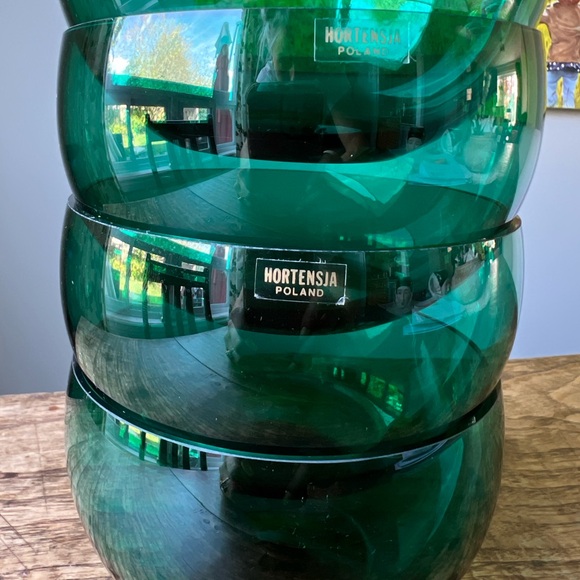 Set of 4 Vintage Green glass bowls, Hortensja Poland, rare find! - Picture 12 of 12